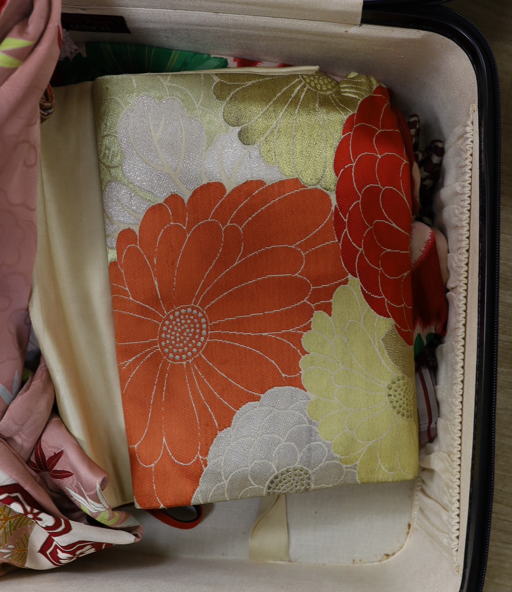 A quantity of Japanese clothing, kimonos, shoes etc